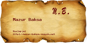 Mazur Baksa névjegykártya